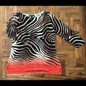 Lauren Ralph Lauren Knit Tunic Black Brown Orange Ombré XL